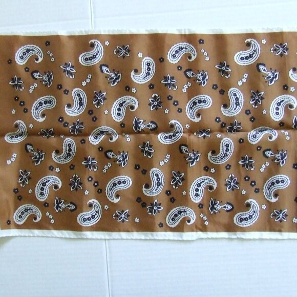 Paisley scarf vintage acetate rectangle long Scarves and Allied Arts brown white - Picture 7 of 11